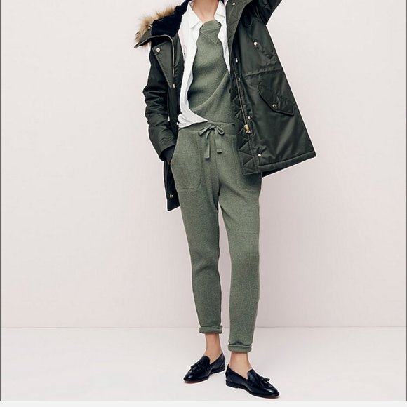 J.CREW OLIVE GREEN WAFFLE LOUNGE JOGGER PANTS - Picture 2 of 2